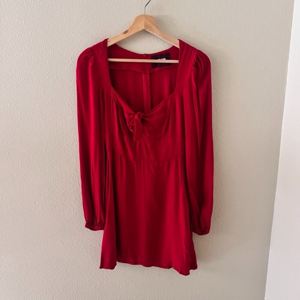 Reformation Valentine Red Sweetheart Chest Tie Mini Dress US 2 - Picture 2 of 7